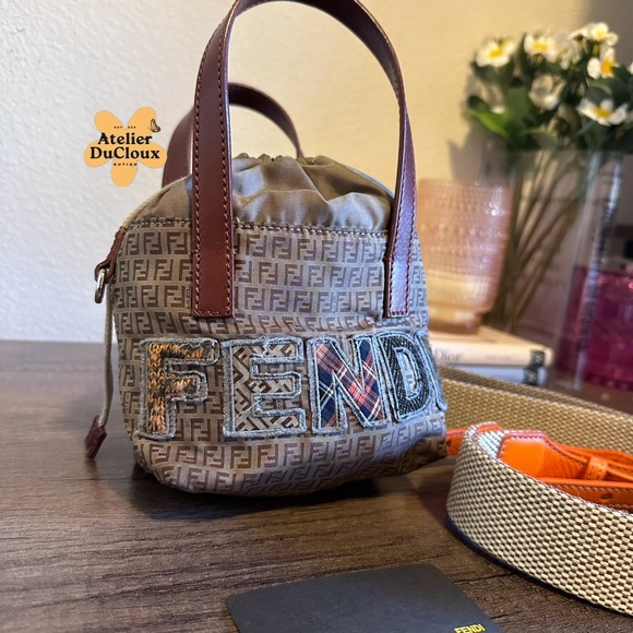 Vintage 2012 Authentic Fendi Mini Shopper Nylon mini Wristlet zucchino Pouch - Picture 10 of 16